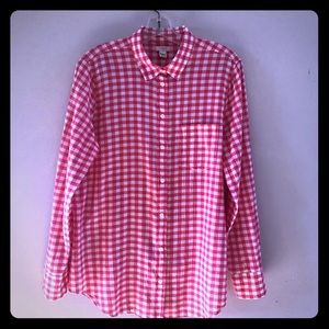 🌞J crew reddish pink gingham button down